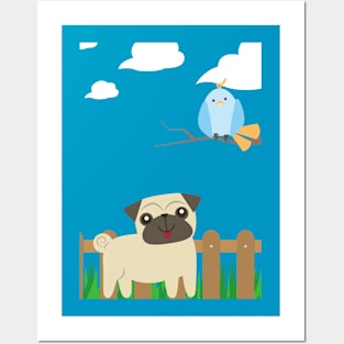 Cute pug Garden Posters and Art